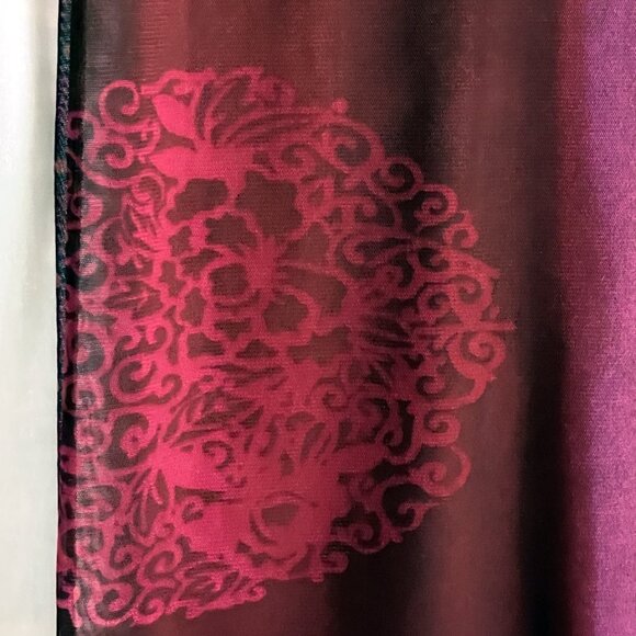 Burgundy multicolor skirt, straight, long, size L / 12, mesh with lining, nice - Picture 2 of 4